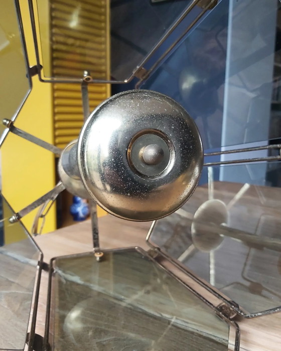 Image 1 of Lampada a sospensione vintage in ottone con vetro fumé