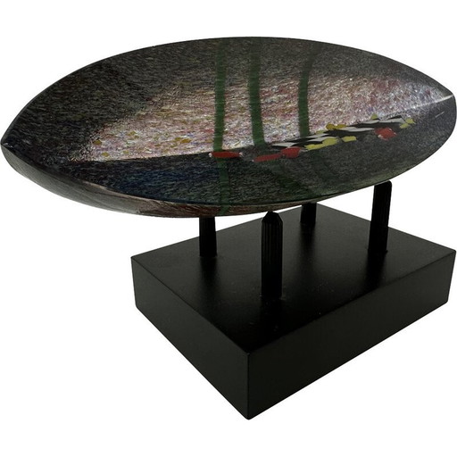 Vintage glass boat sculpture by Bertil Vallien for Kosta Boda