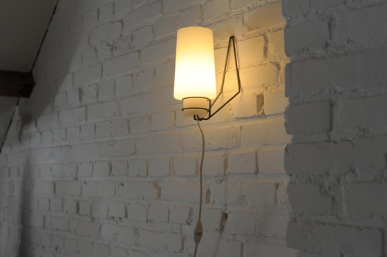 Image 1 of Louis Kalff Vintage Milk Glass Wall Light