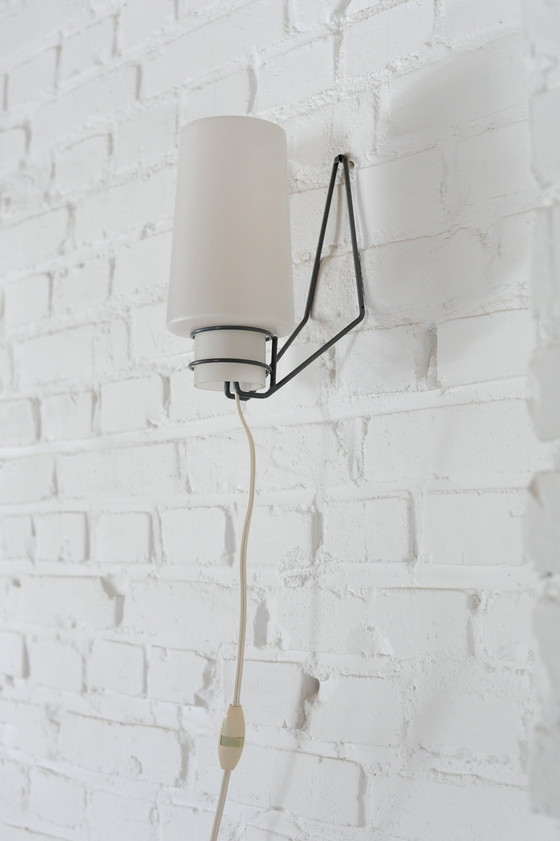 Image 1 of Louis Kalff Vintage Milk Glass Wall Light