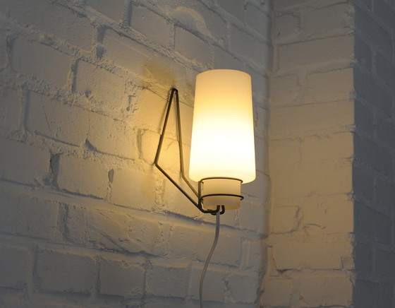 Image 1 of Louis Kalff Vintage Milk Glass Wall Light