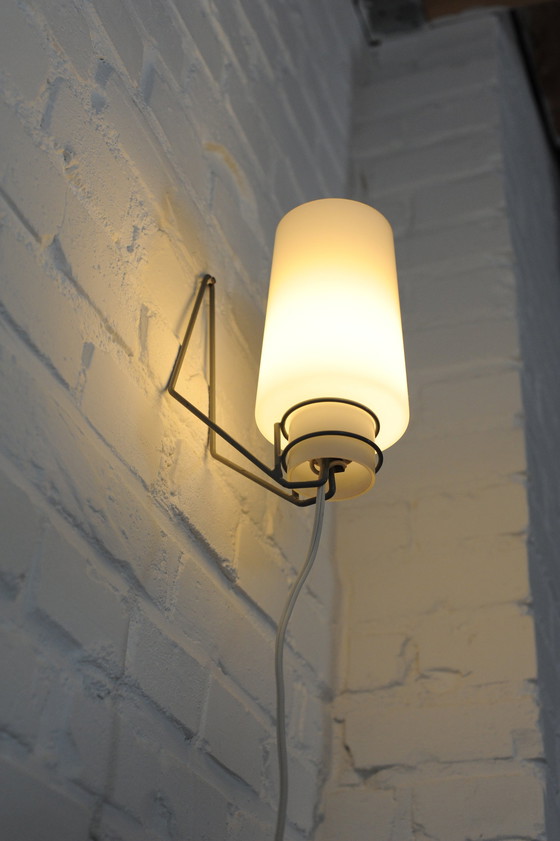 Image 1 of Louis Kalff Vintage Milk Glass Wall Light