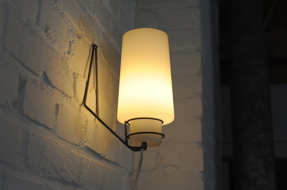 Image 1 of Louis Kalff Vintage Milk Glass Wall Light