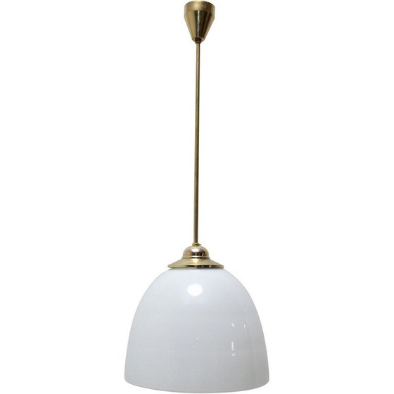 Image 1 of Lampada a sospensione vintage Bauhaus con asta in ottone, Cecoslovacchia 1930