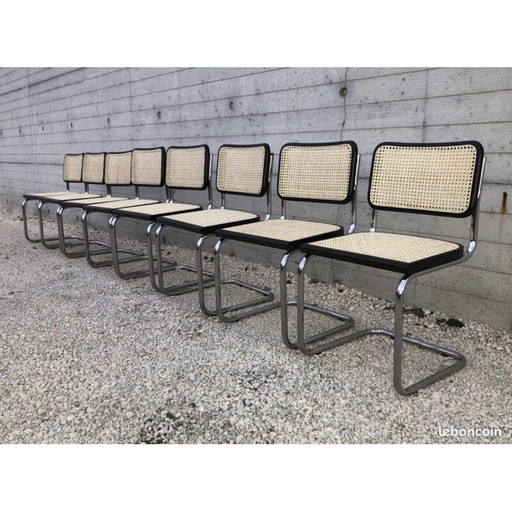 B32 vintage chairs in black beech by Marcel Breuer, Italy