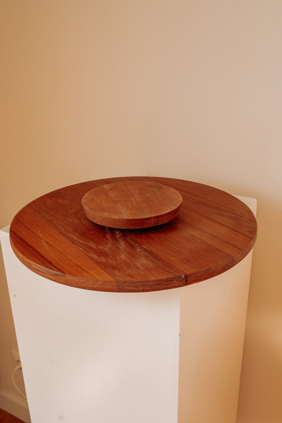 Image 1 of Vassoio girevole per bevande "Lazy Susan" in teak vintage