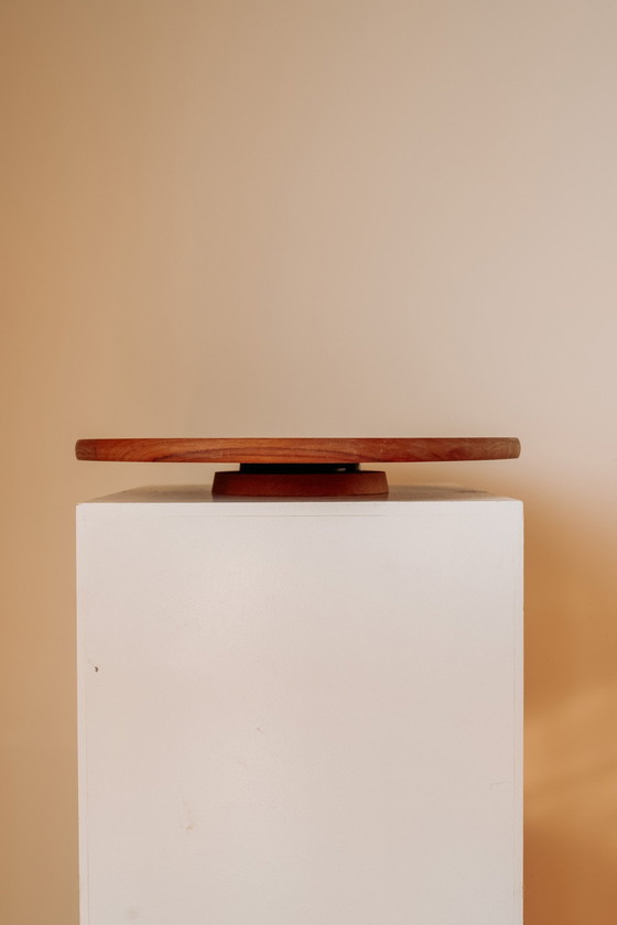 Image 1 of Vassoio girevole per bevande "Lazy Susan" in teak vintage