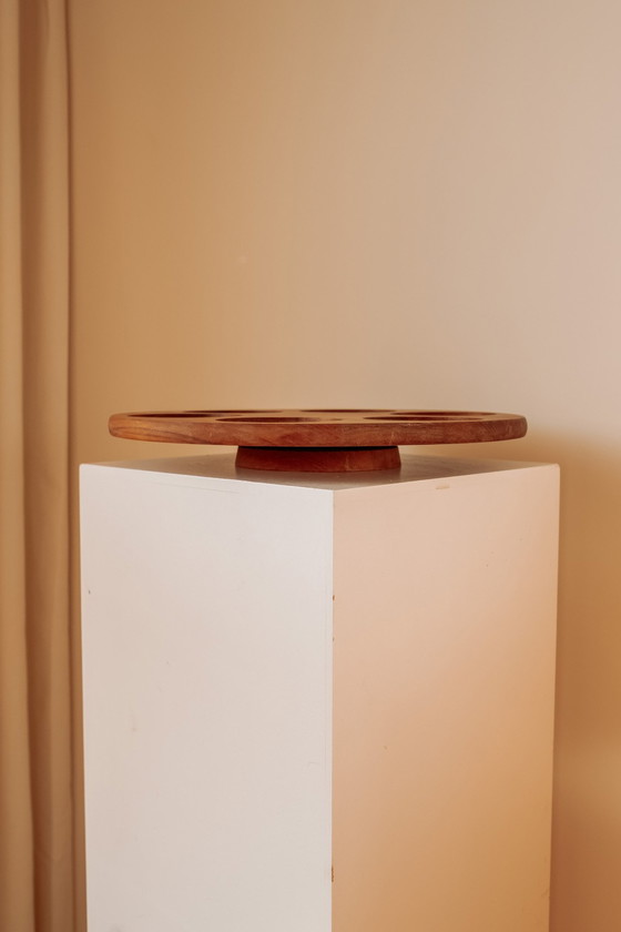Image 1 of Vassoio girevole per bevande "Lazy Susan" in teak vintage