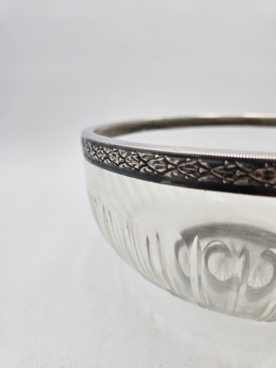 Image 1 of Antique Glass Cup Solid Silver Hoop