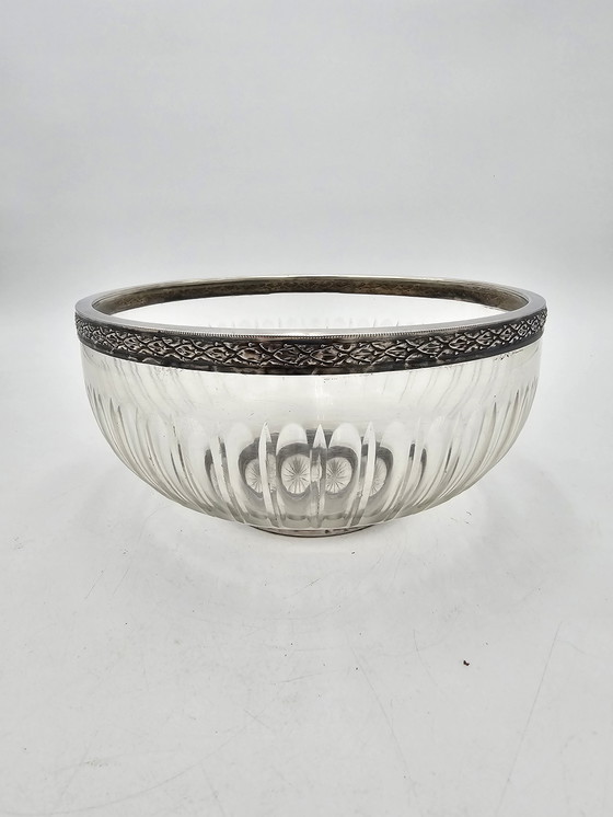 Image 1 of Antique Glass Cup Solid Silver Hoop