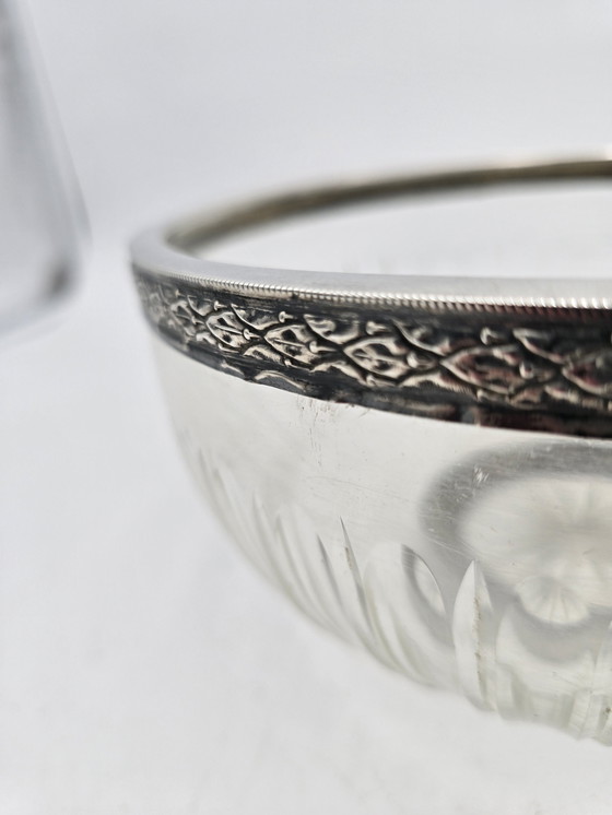 Image 1 of Antique Glass Cup Solid Silver Hoop