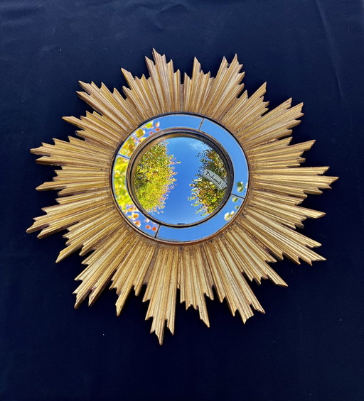 Vintage Convex Sun Mirror From Deknudt, Belgium 1970S
