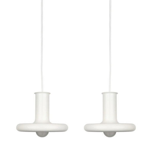 Pair Of 2 Optima Pendant Lamps By Hans Due, Fog Og Morup