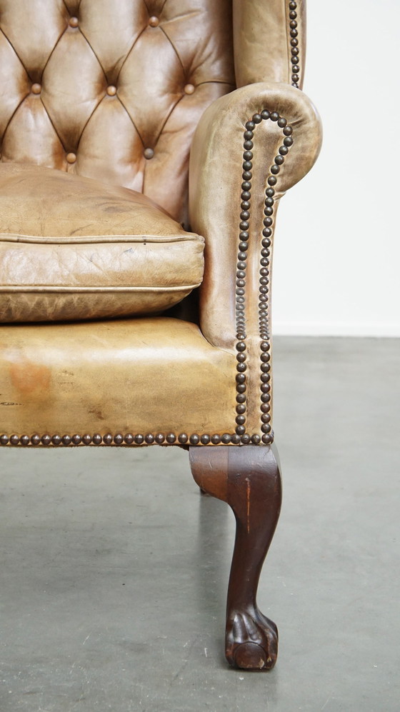 Image 1 of Beef Leather Chesterfield Ear Armchair