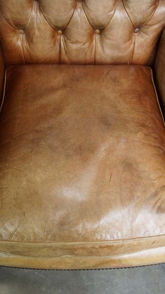 Image 1 of Beef Leather Chesterfield Ear Armchair