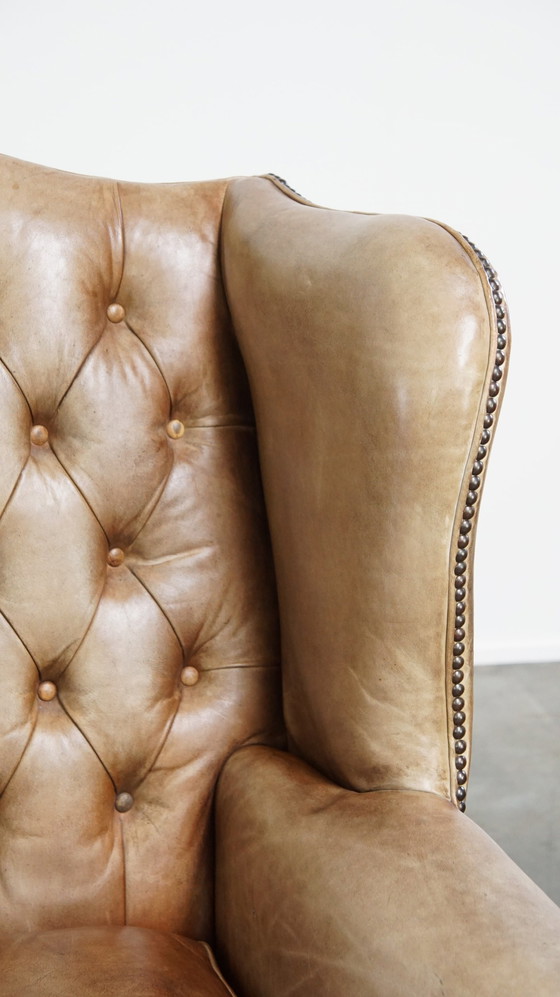 Image 1 of Beef Leather Chesterfield Ear Armchair