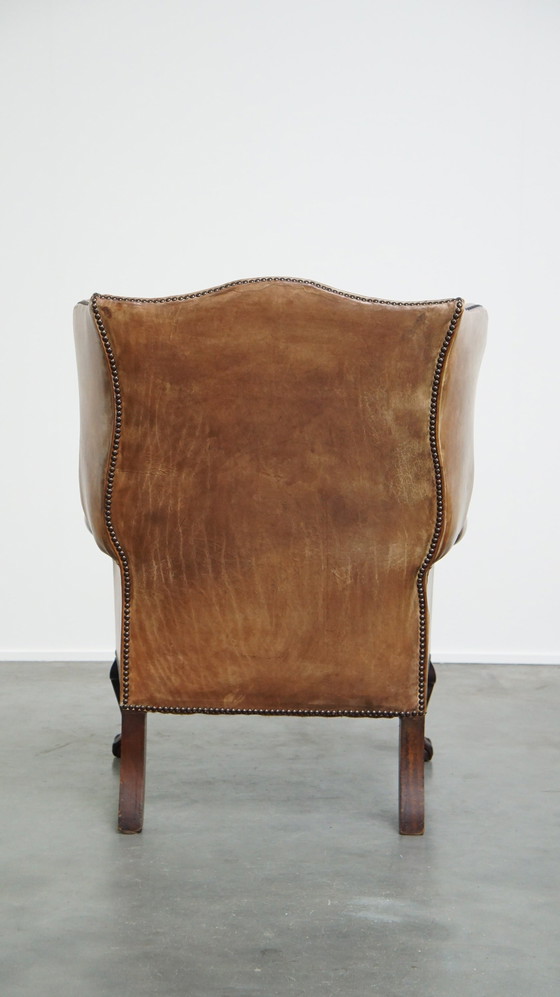 Image 1 of Beef Leather Chesterfield Ear Armchair