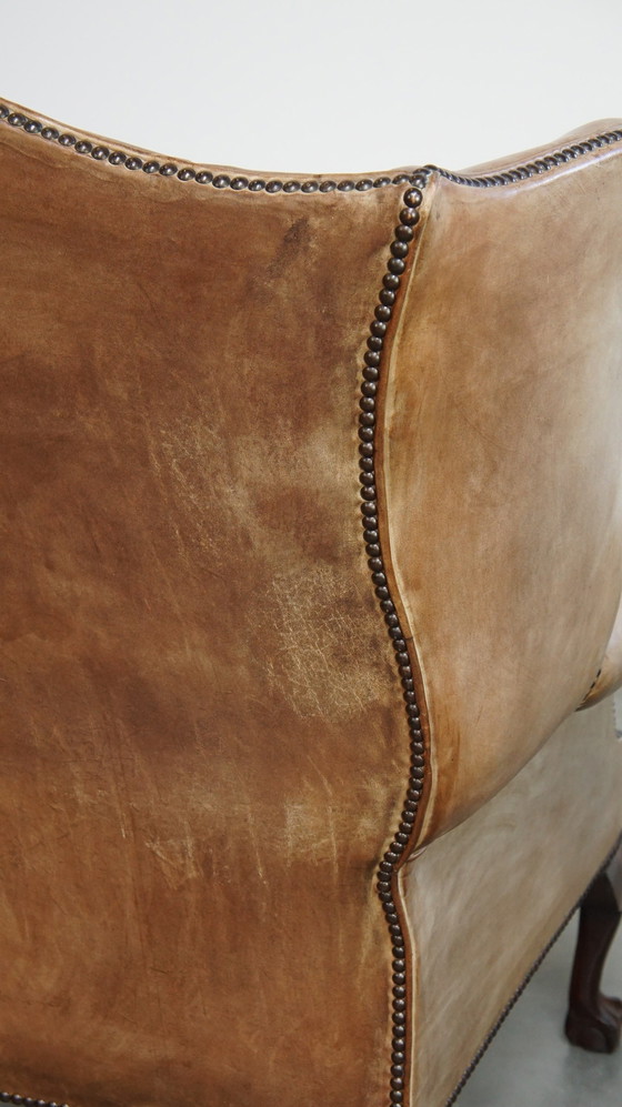 Image 1 of Beef Leather Chesterfield Ear Armchair