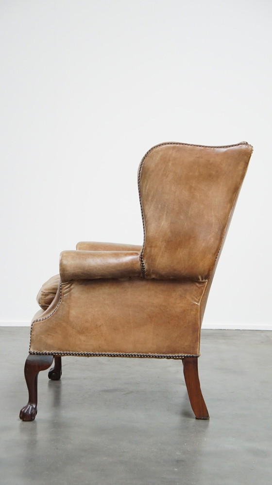 Image 1 of Beef Leather Chesterfield Ear Armchair