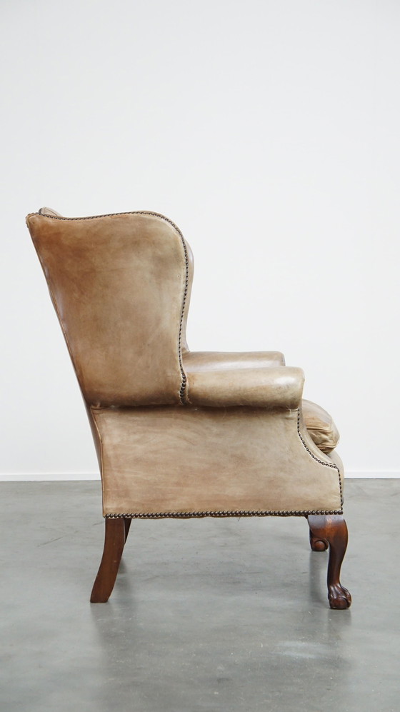 Image 1 of Beef Leather Chesterfield Ear Armchair