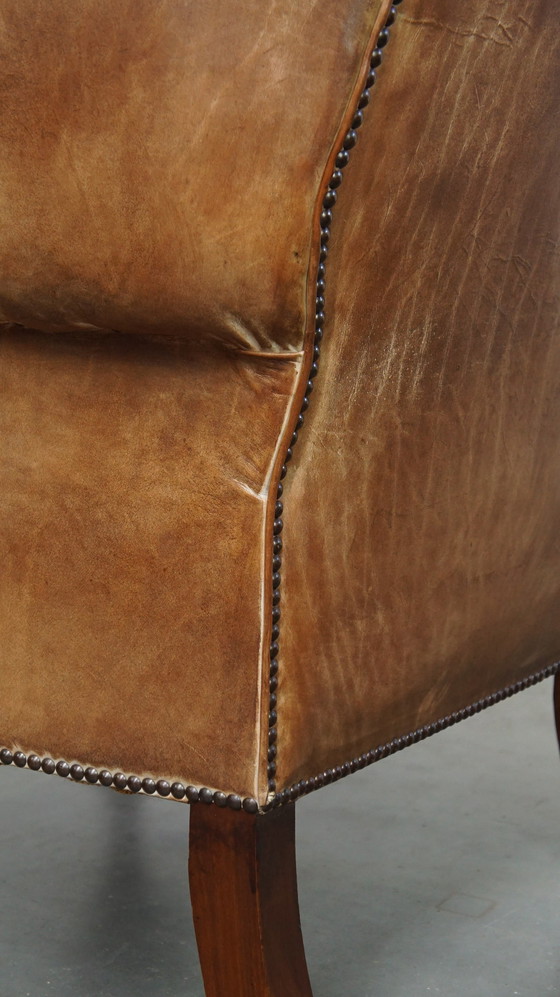 Image 1 of Beef Leather Chesterfield Ear Armchair