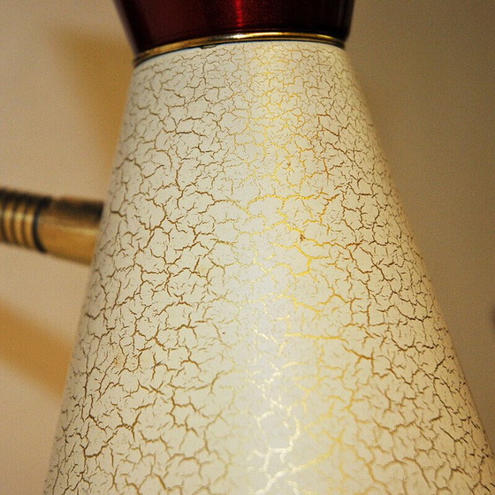 Image 1 of Coppia di lampade da parete vintage in metallo beige e rosso, Svezia 1950