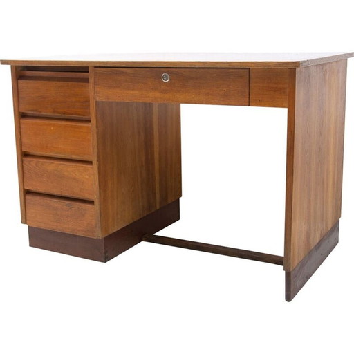 Vintage walnut and formica desk, Czech 1960
