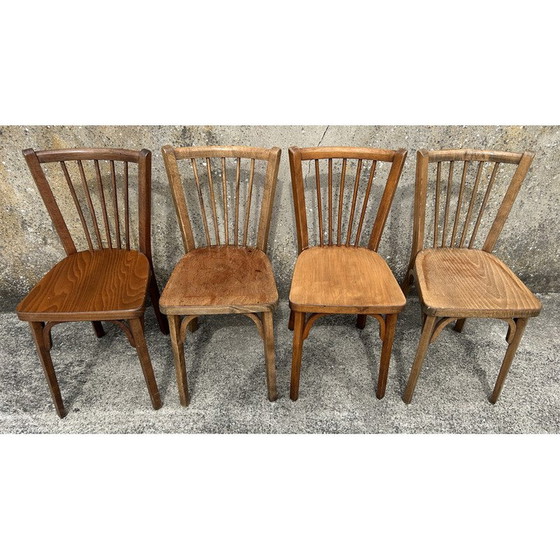 Image 1 of Set of 4 vintage chairs model n°53 in blond beech for Baumann
