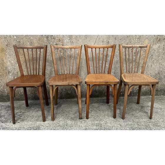 Image 1 of Set of 4 vintage chairs model n°53 in blond beech for Baumann