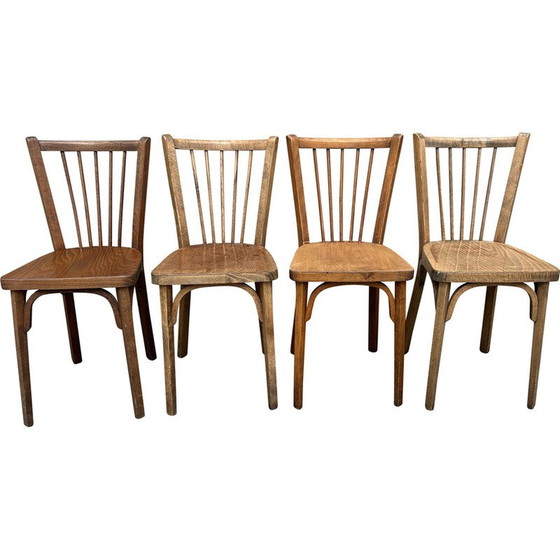 Image 1 of Set of 4 vintage chairs model n°53 in blond beech for Baumann
