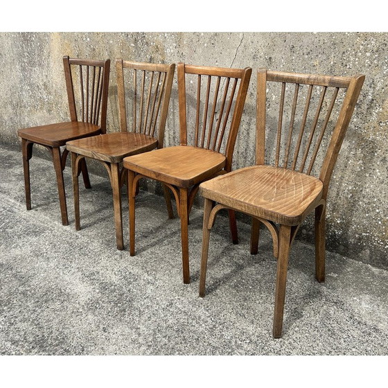 Image 1 of Set of 4 vintage chairs model n°53 in blond beech for Baumann