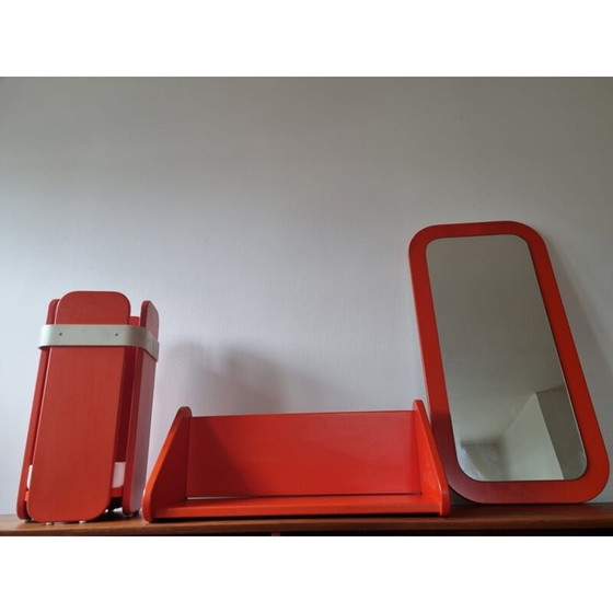 Image 1 of Vintage umbrella stand with mirror and shelf Meblo, 1970