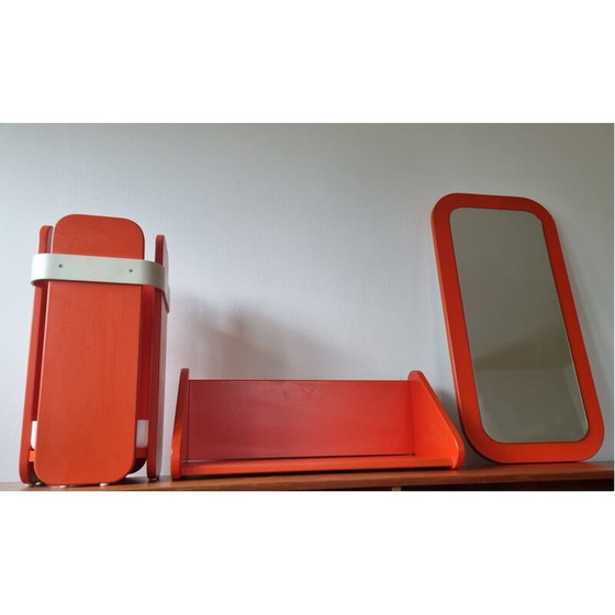 Image 1 of Vintage umbrella stand with mirror and shelf Meblo, 1970