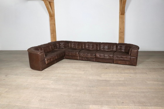 Image 1 of De Sede DS-11 Modular Sofa In Brown Patchwork Leather