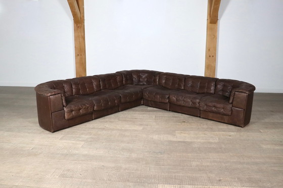 Image 1 of De Sede DS-11 Modular Sofa In Brown Patchwork Leather