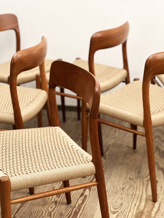 Image 1 of 6x J.L. Mollers Model 75 Dining Chairs by Niels O. Moller