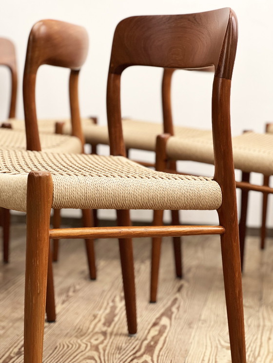 Image 1 of 6x J.L. Mollers Model 75 Dining Chairs by Niels O. Moller