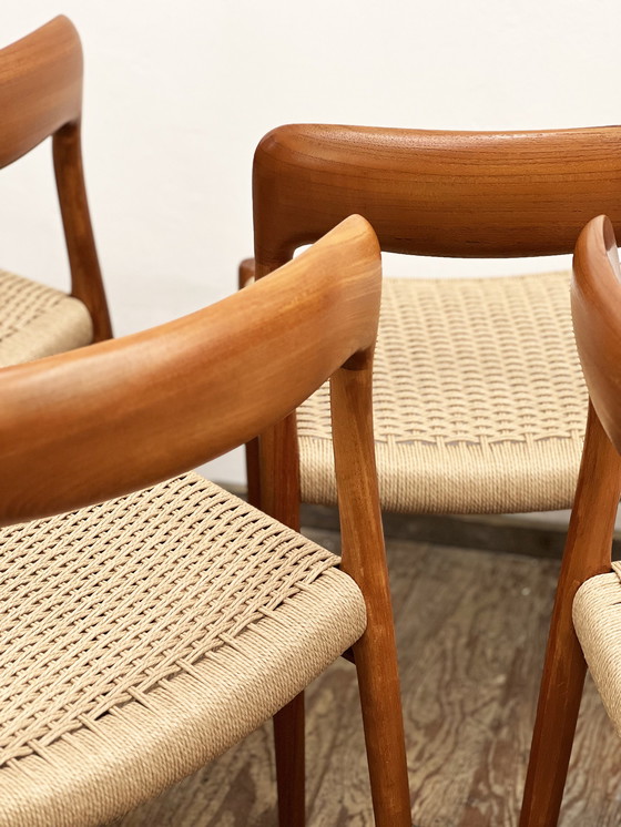 Image 1 of 6x J.L. Mollers Model 75 Dining Chairs by Niels O. Moller