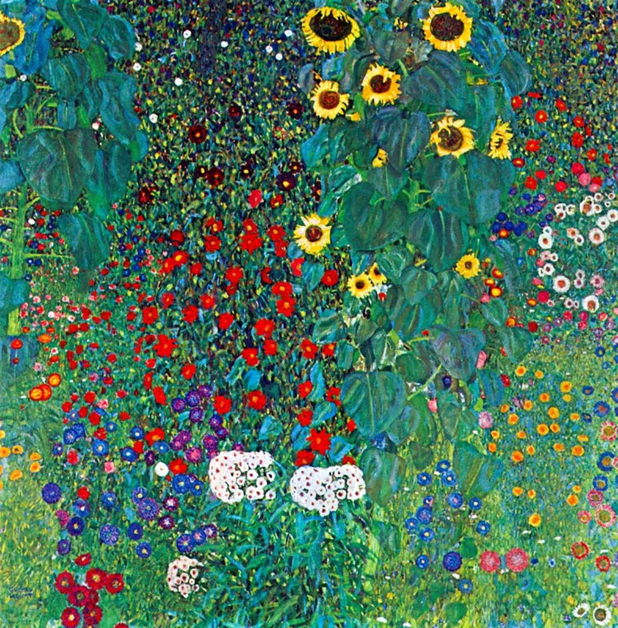 Giardino Di Campagna Con Girasoli - Klimt Quadro Stampa Su Tela - Foto 10
