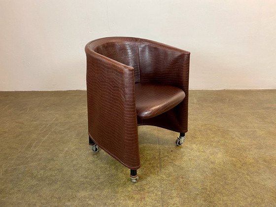 Image 1 of Set of 4 Flexform Mixer Chairs Italy Armchair Snakeskin