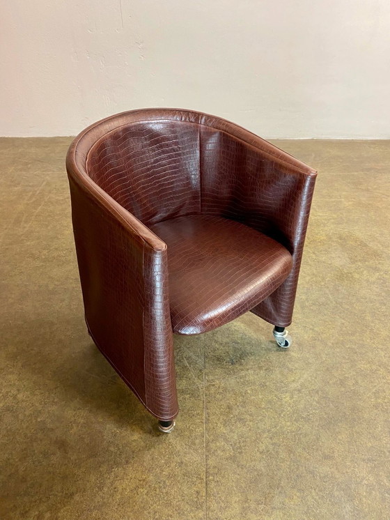 Image 1 of Set of 4 Flexform Mixer Chairs Italy Armchair Snakeskin