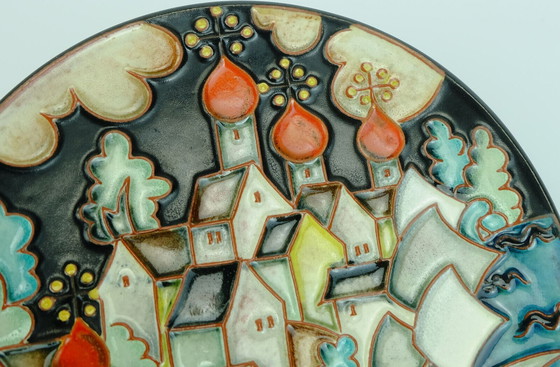 Image 1 of majolika karlsruhe wall plate gustav heinkel 1930s