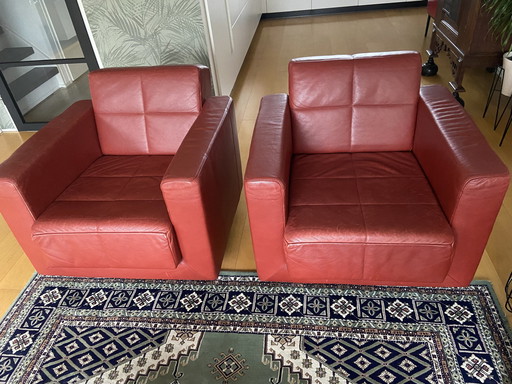 2 x Young International armchair Checkers red