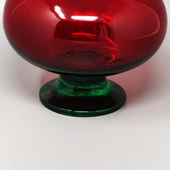 Image 1 of Jarre rouge et verte Rossini en verre Empoli