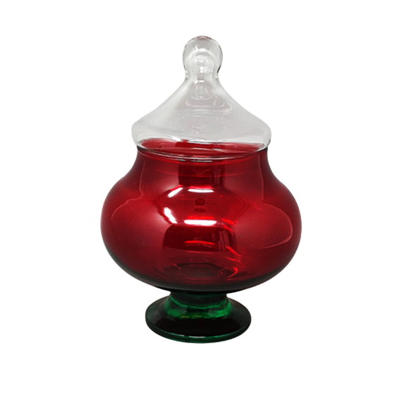 Image 1 of Jarre rouge et verte Rossini en verre Empoli