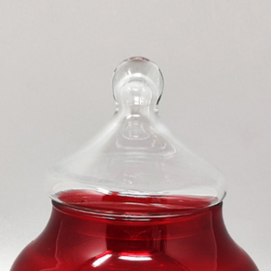 Image 1 of Jarre rouge et verte Rossini en verre Empoli