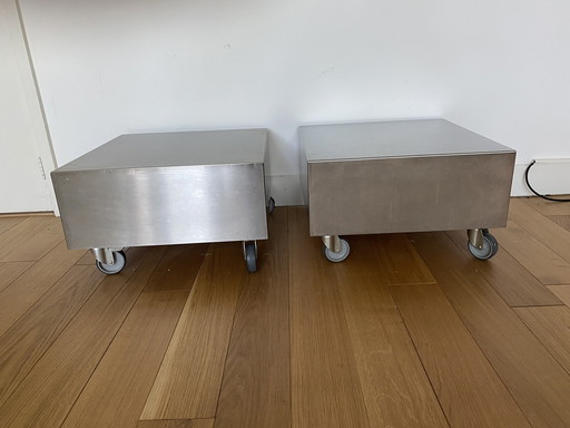 2x modern stainless steel coffee table