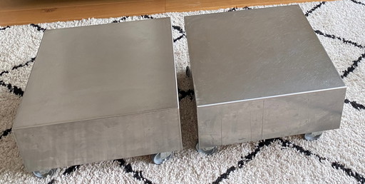 2x modern stainless steel coffee table