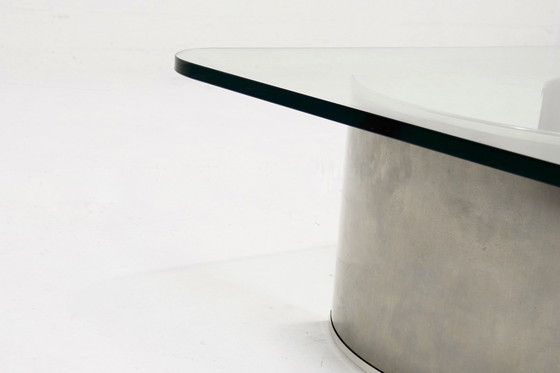 Image 1 of Mesa de centro francesa de lujo de acero inoxidable y vidrio, década de 1970