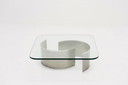 French Luxury Stainless Steel and Glass Coffee Table 1970s